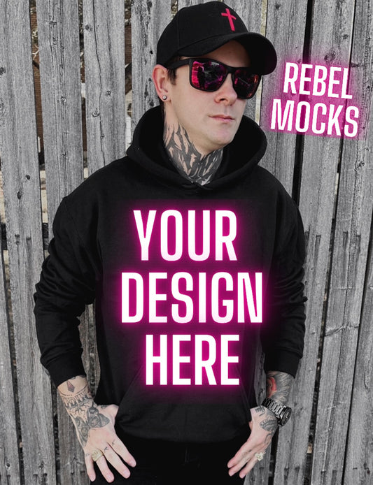 Mens Alt Style Black Hoodie Model Mock Up