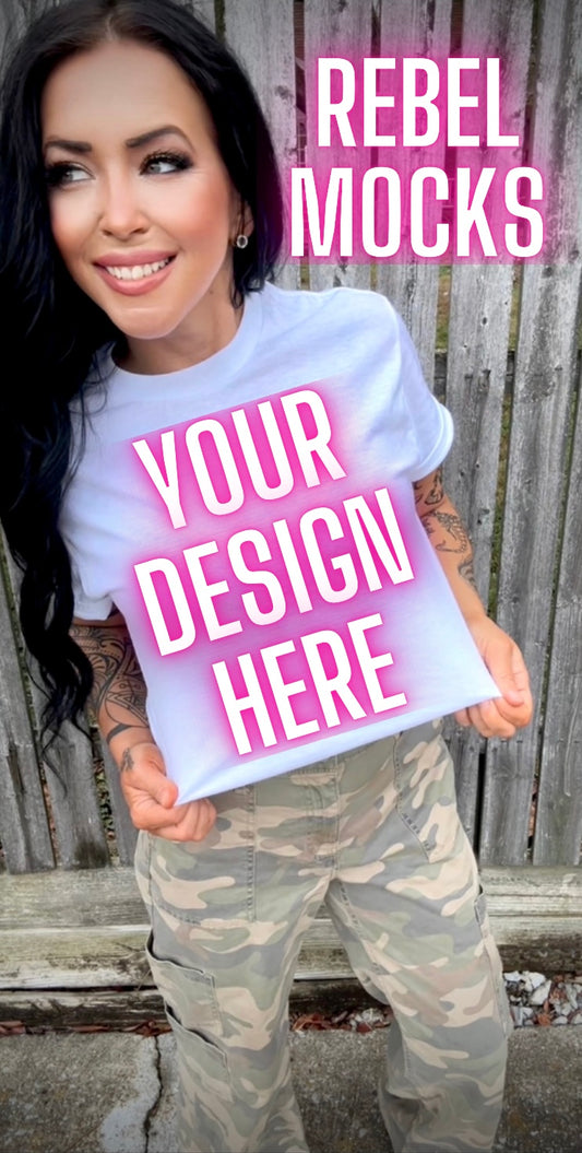 White Tee Model Mock Up Edgy Vibes