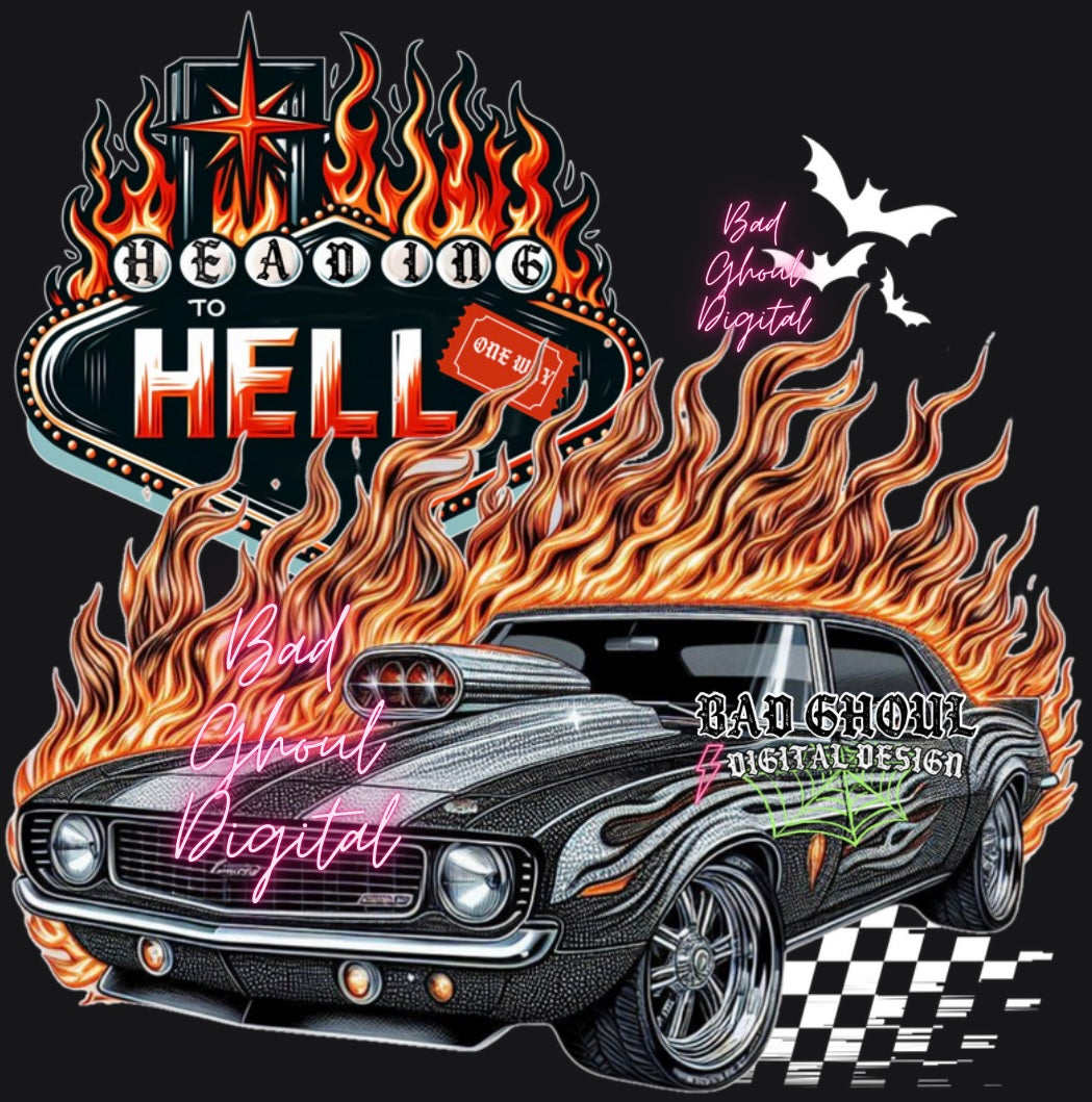 Heading To Hell PNG Download DTF