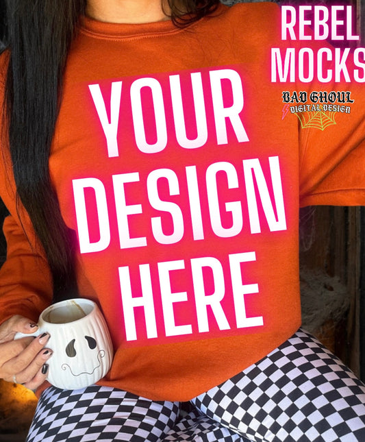 Jerzee Burnt Orange Crew Neck Trendy Model Mock