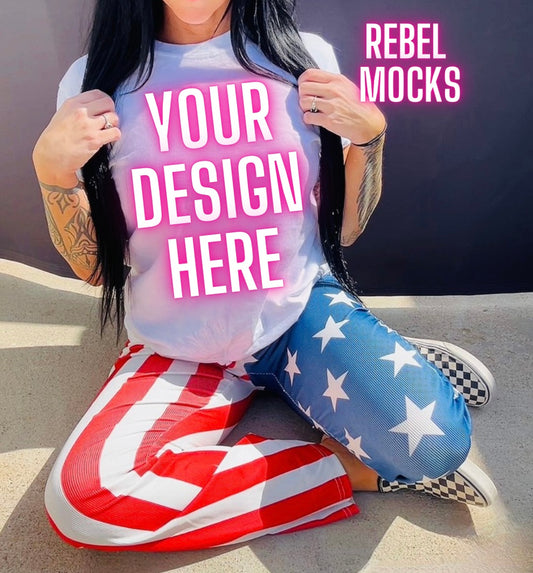 2 Mock Bundle Patriotic White Tee  Mockup IRL