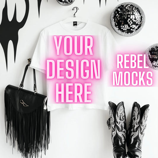 White Tee Edgy Trendy Mock Up