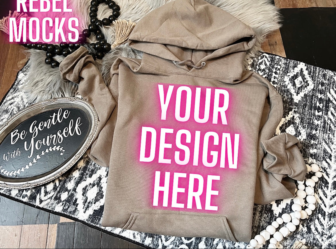 Jerzee safari hoodie Sweatshirt Flat Lay Mock Up TRENDING