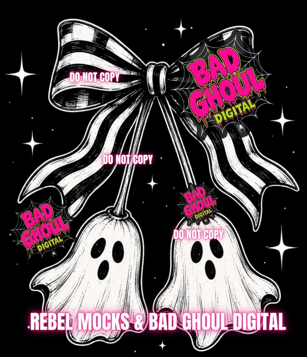 Ghostie Bow| Black Fabric|PNG DOWNLOAD