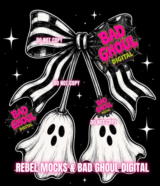 Ghostie Bow| Black Fabric|PNG DOWNLOAD