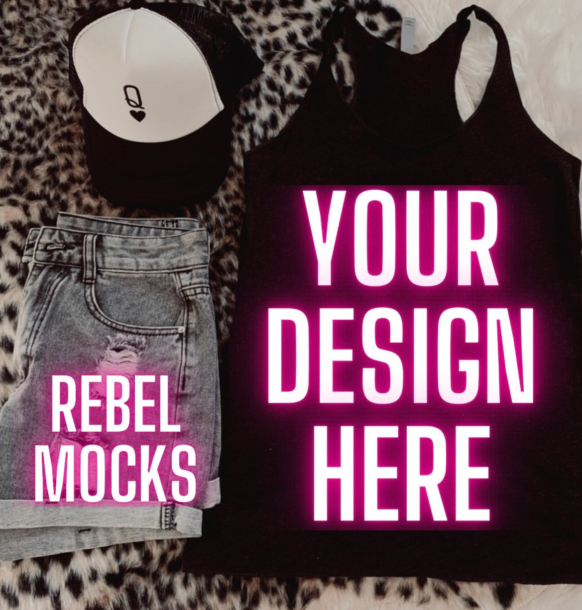 Black Next Level Tank Flat Lay Mock Up