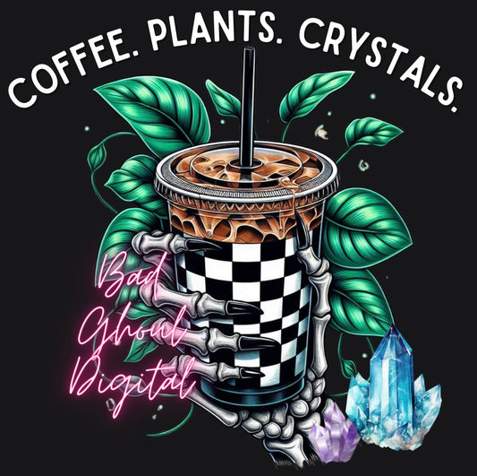 Coffee Plants Crystals PNG Digital Download DTF