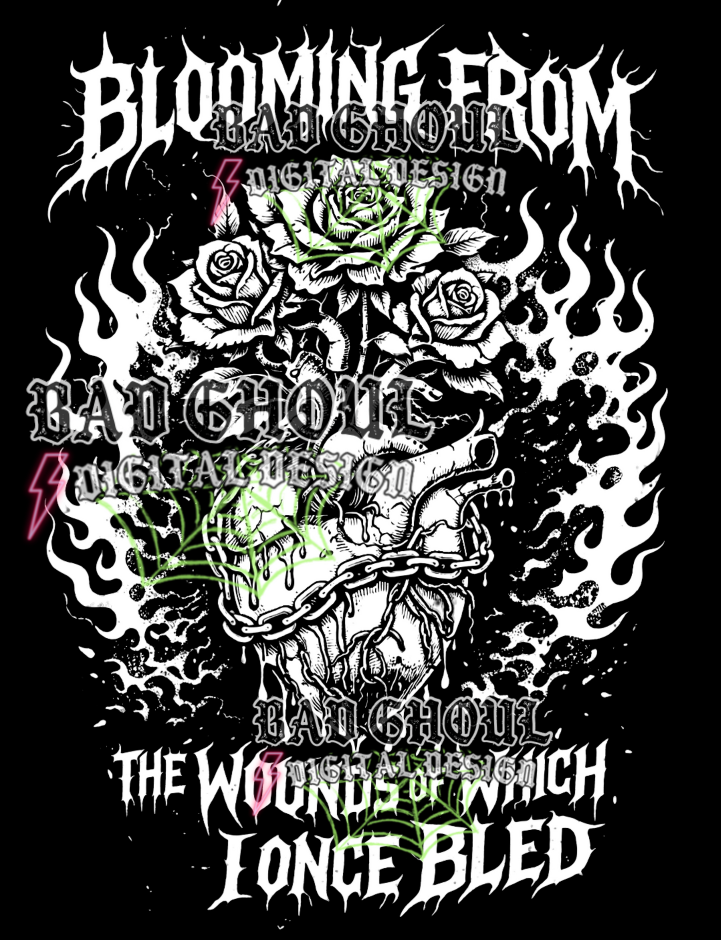 Blooming from the wounds which I once bled-white version | PNG DOWNLOAD BLACK FAB ONLY