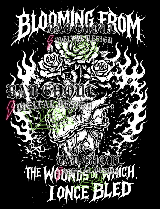 Blooming from the wounds which I once bled-white version | PNG DOWNLOAD BLACK FAB ONLY