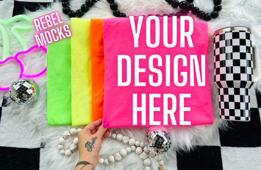 Neon Collage Flat Lay Trending Mock Up Flat Lay