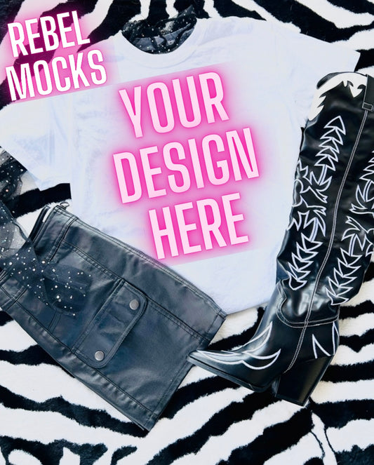Vibes White Tee Flat Lay Mock UP