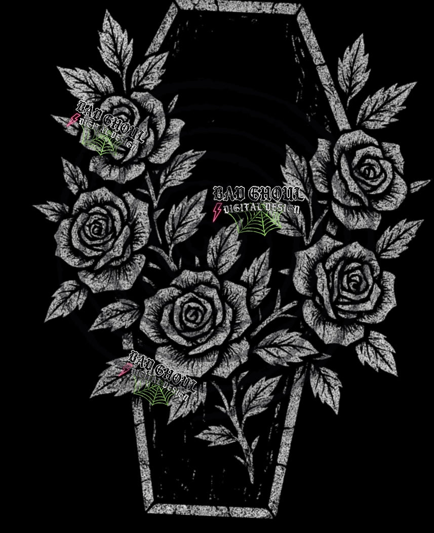 Coffin Rose PNG DOWNLOAD Black Fabric Only