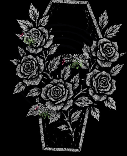 Coffin Rose PNG DOWNLOAD Black Fabric Only