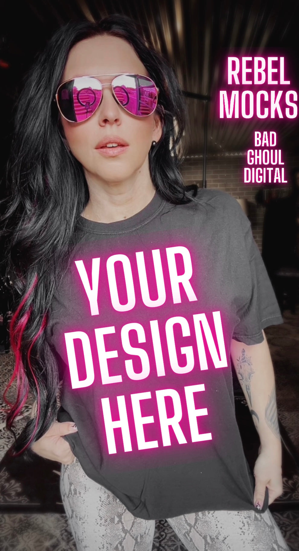 Alt Vibes Black Tee Model Mock Up TRENDING