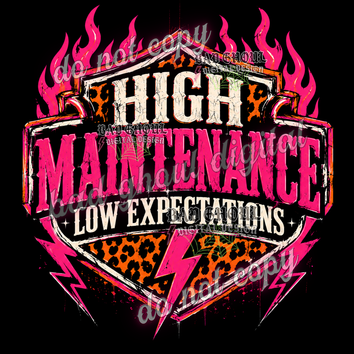 High Maintenance Low Expectations | PNG DOWNLOAD BLACK FAB ONLY