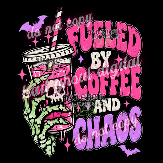 Fueled by coffee and chaos | PNG DOWNLOAD BLACK FAB ONLY