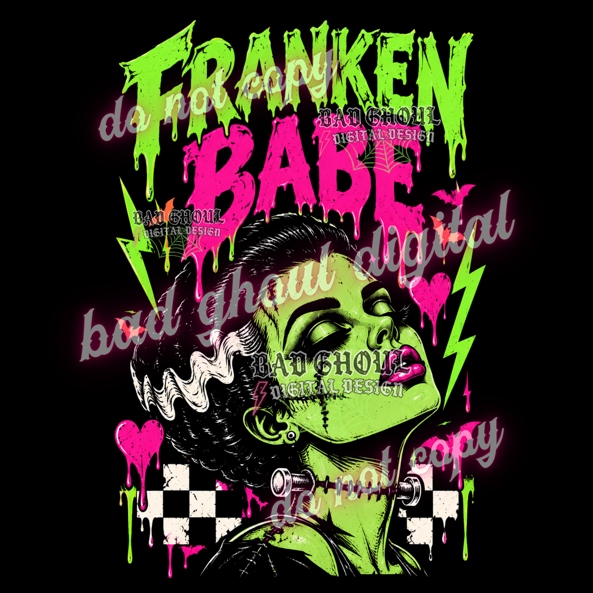 Franken Babe | PNG DOWNLOAD BLACK FAB ONLY