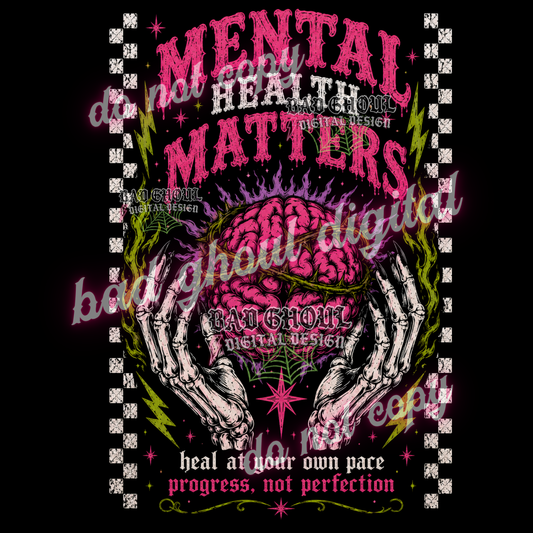Mental Health Matters, heal at your own pace | PNG DOWNLOAD BLACK FAB ONLY