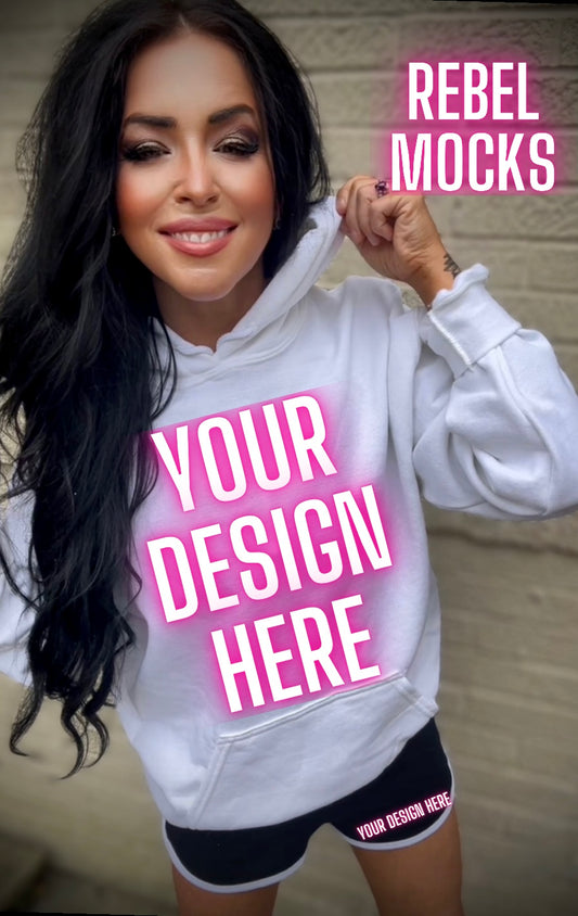 White Hoodie Sweatshirt Model Mock Up