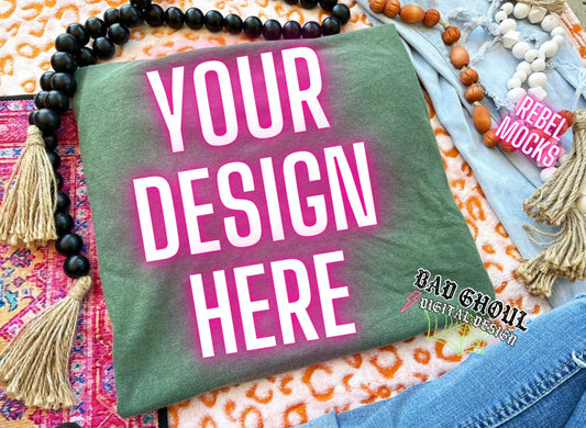 CC hemp Tee Boho Vibes TRENDING Flat Lay Mock up