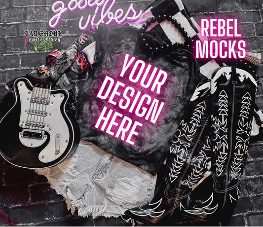 Black And Gray Dyenomite Flat Lay Trendy Mock Up EDGY