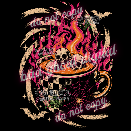 Skellie + Coffee | PNG DOWNLOAD BLACK FAB ONLY