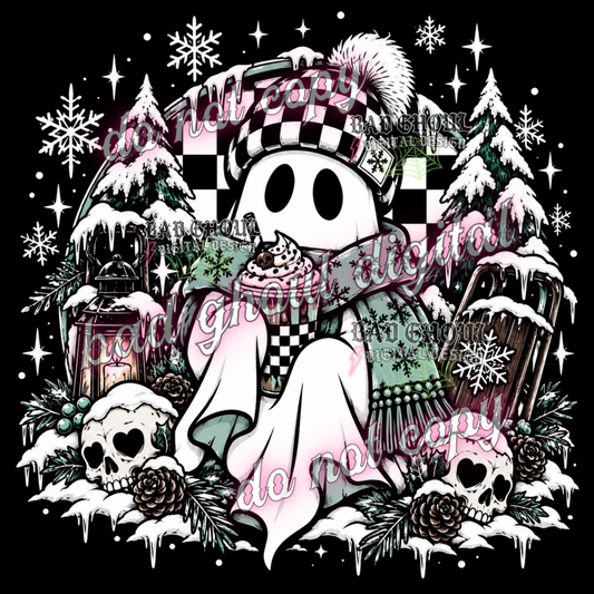 Ghostie Emo Winter Scene | PNG DOWNLOAD BLACK FAB ONLY