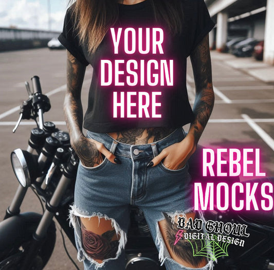 Black Tee EDGY Model Mock Up MOTO