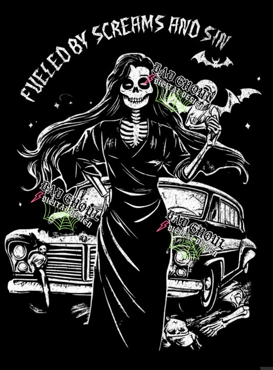 Fueled By Screams and Sin PNG Download black fabric only