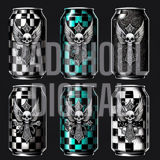 Edgy Checkered Cans PNG Download sub and dtf friendly