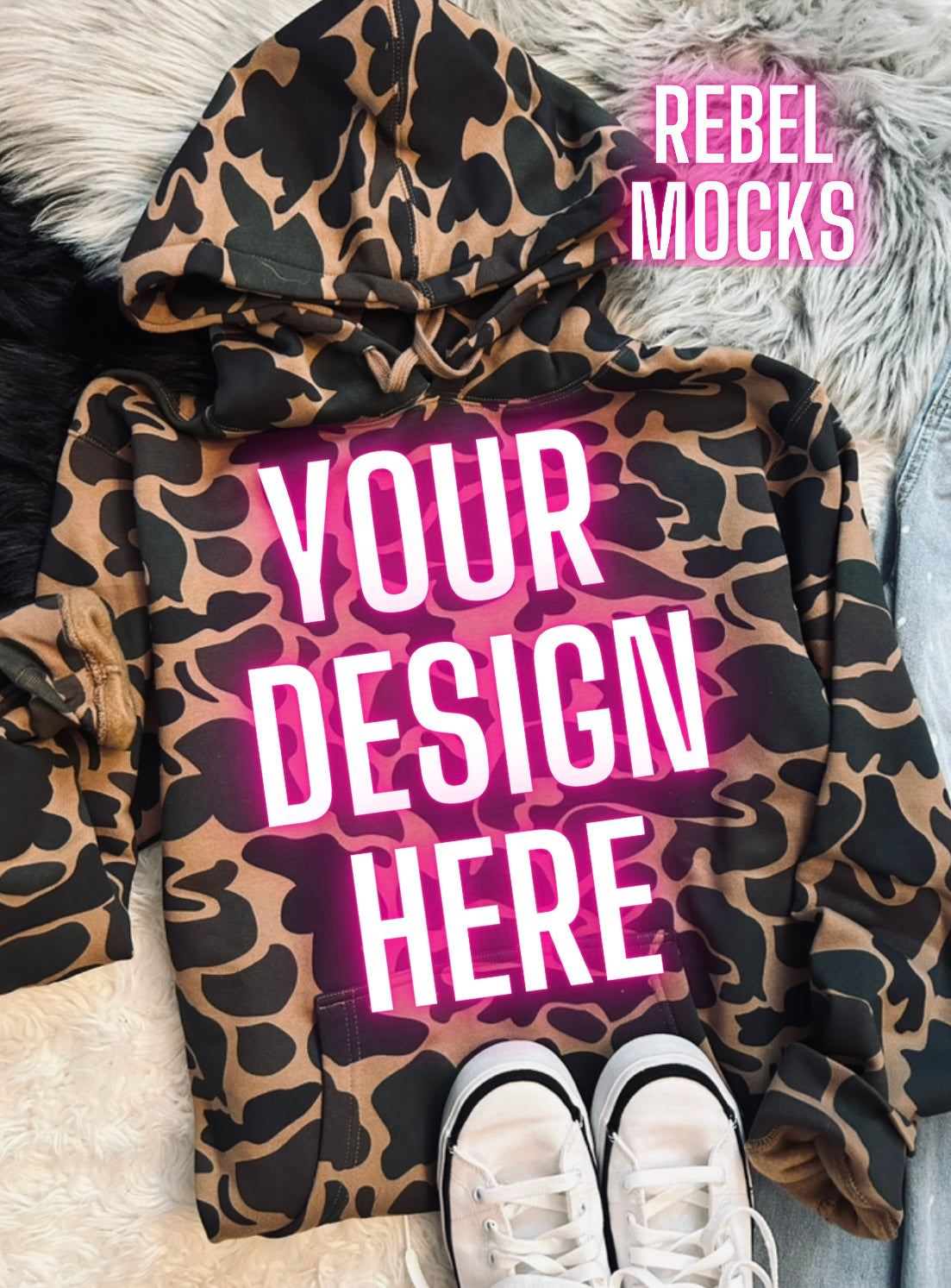 independent Duck Camo Hoodie Flat Lay Mock Up