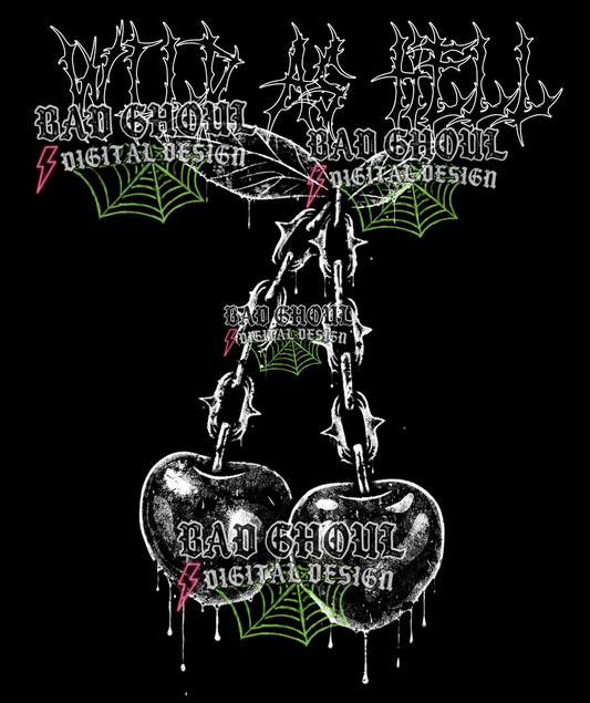 Wild as hell - Cherries + Chains | PNG DOWNLOAD BLACK FAB ONLY