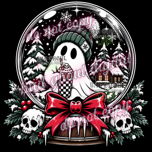 Ghostie Emo Winter Snowglobe | PNG DOWNLOAD BLACK FAB ONLY