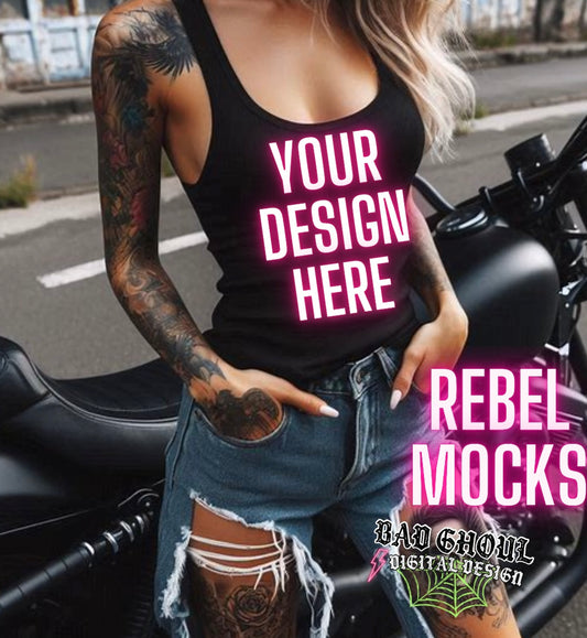 Black Tank EDGY Model Mock Up MOTO