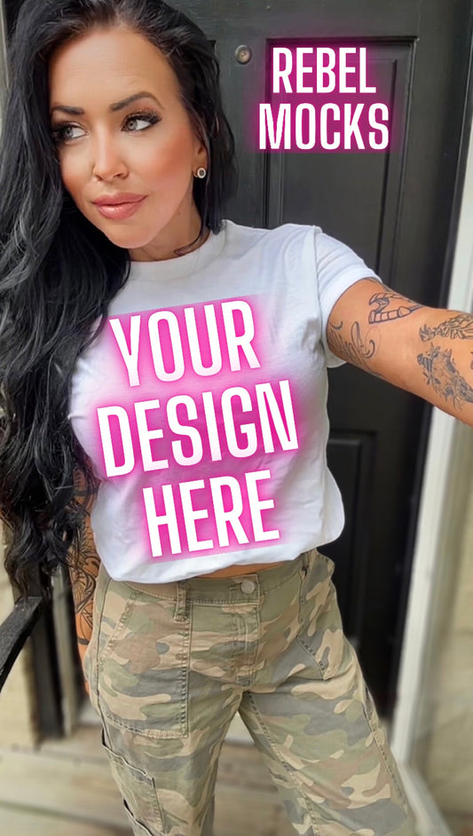 White Tee Model Mock Up Edgy Vibes