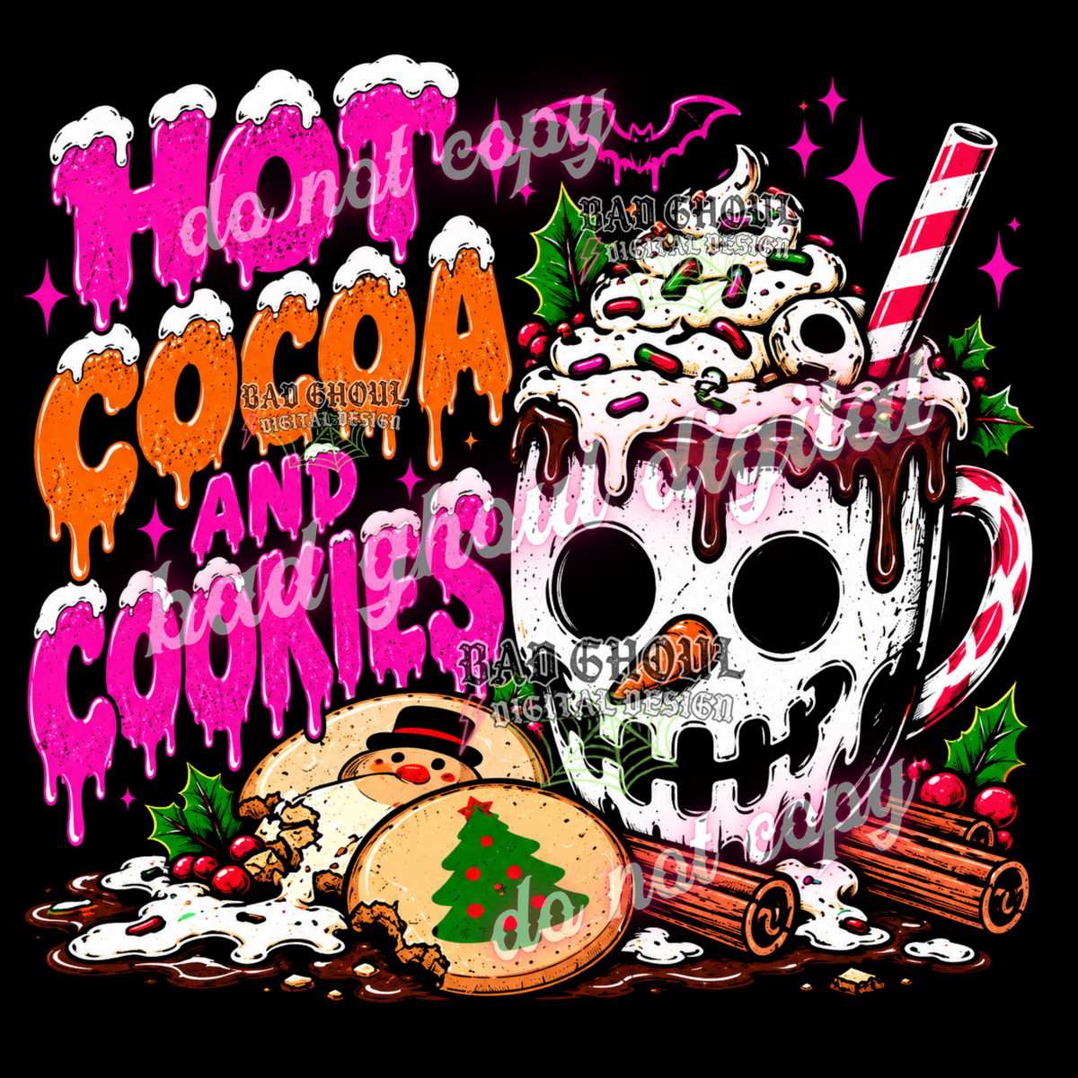 Hot Cocoa and Cookies | PNG DOWNLOAD BLACK FAB ONLY