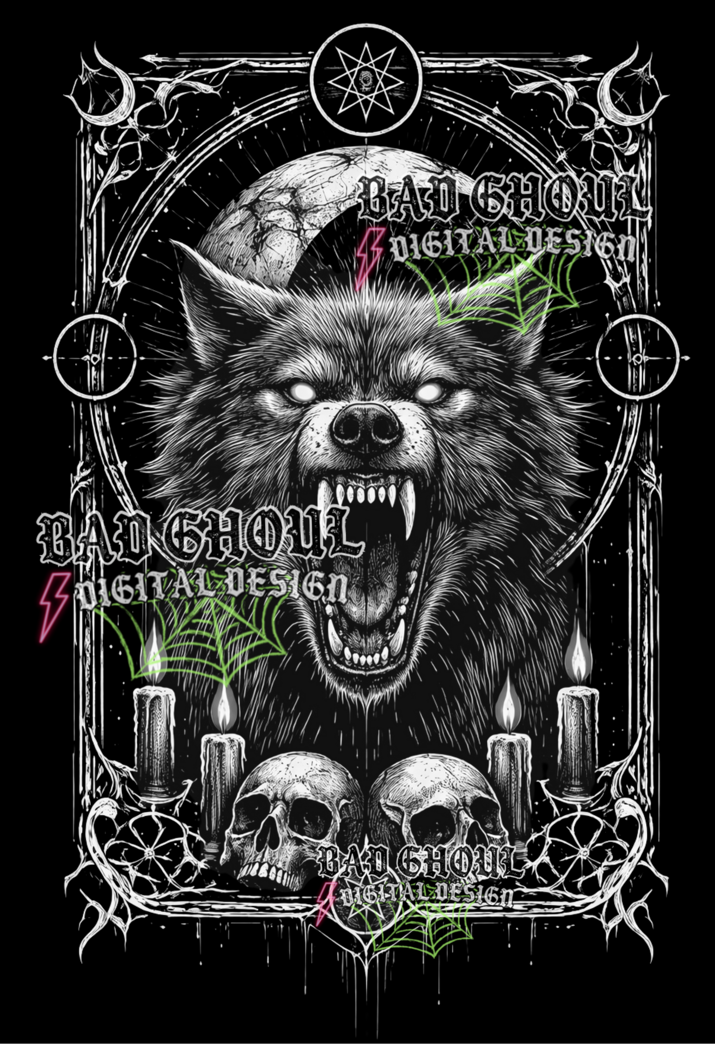 Wolf Gothic Frame | PNG DOWNLOAD BLACK FAB ONLY