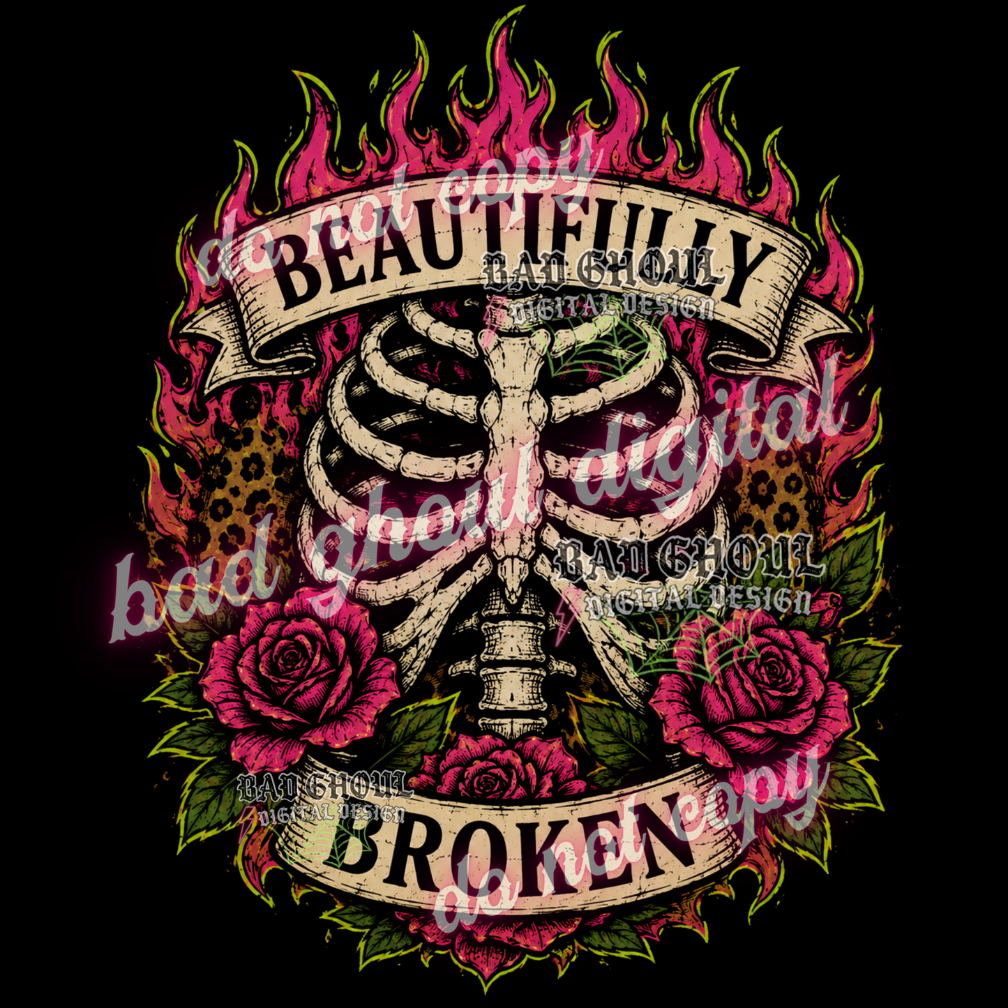 Beautifully Broken | PNG DOWNLOAD | BLACK FAB ONLY