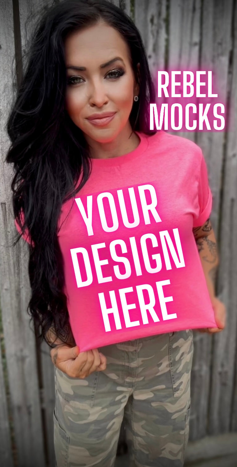 Neon Pink Tee Model Mock Up Edgy Vibes