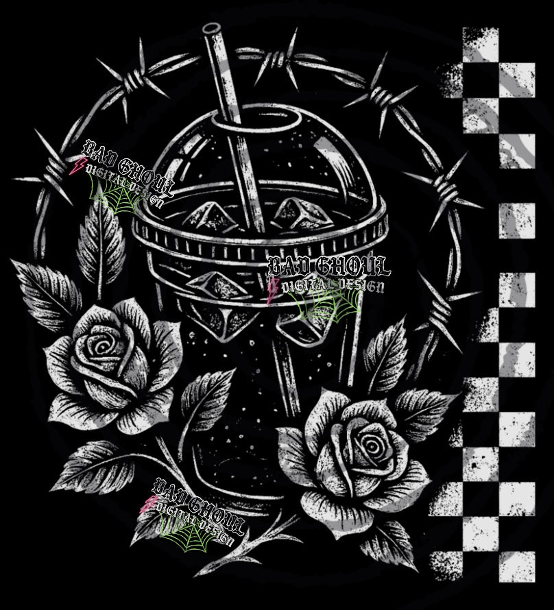 Coffee Checkered PNG DOWNLOAD Black Fabric Only
