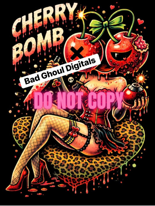 Cherry Bomb| Black Fabric |PNG DOWNLOAD