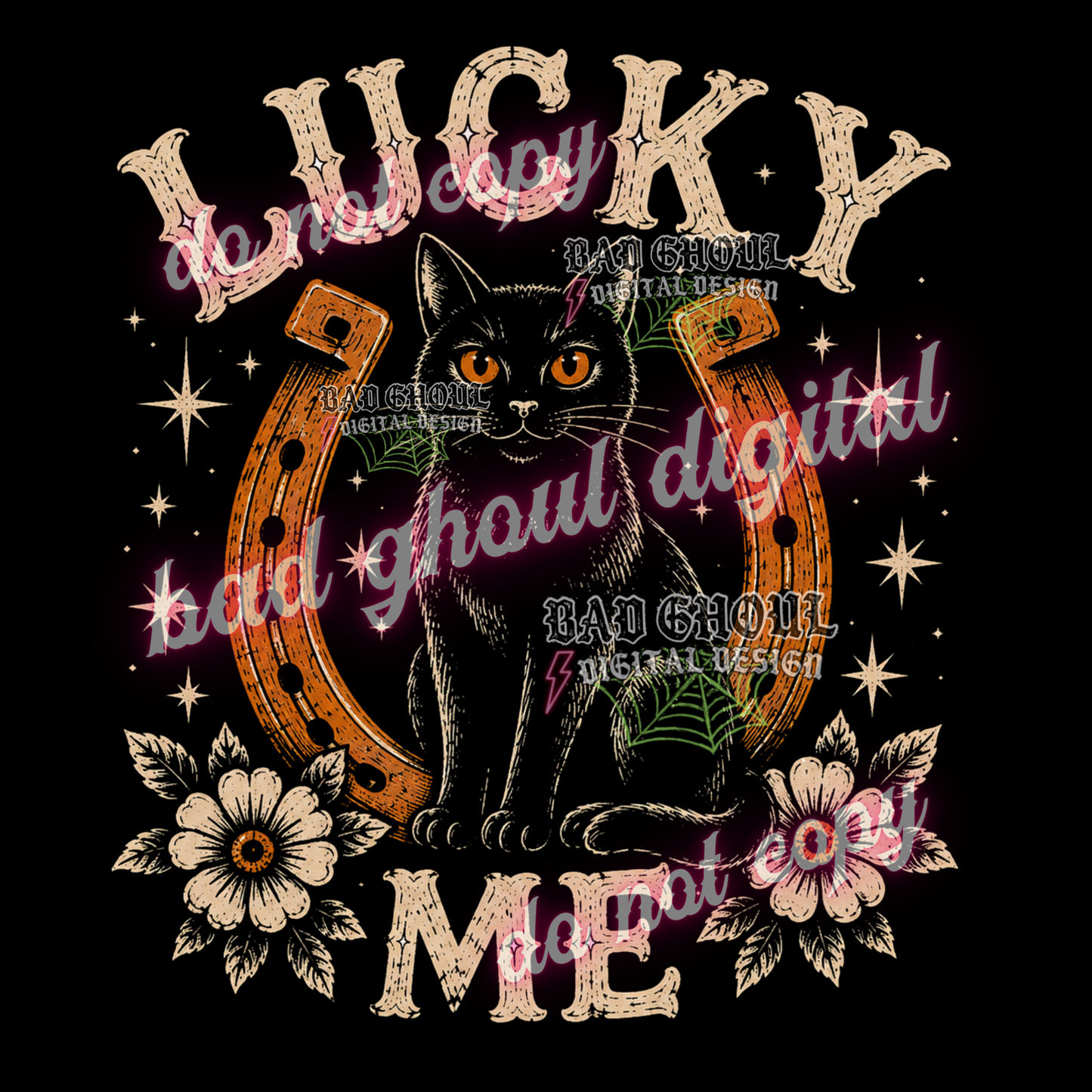 Lucky Me - Black Cat | PNG DOWNLOAD BLACK FAB ONLY