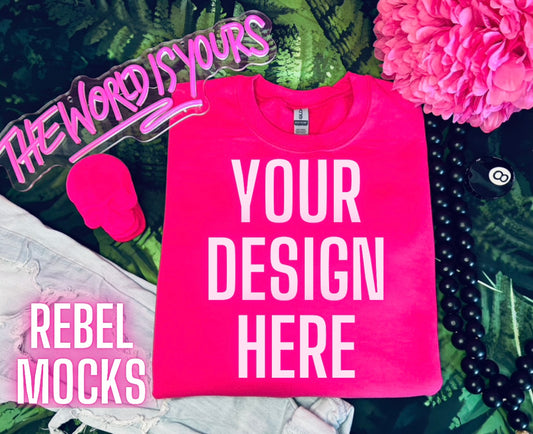 Heliconia Crew Neck Sweatshirt Trendy Mock Up flat Lay