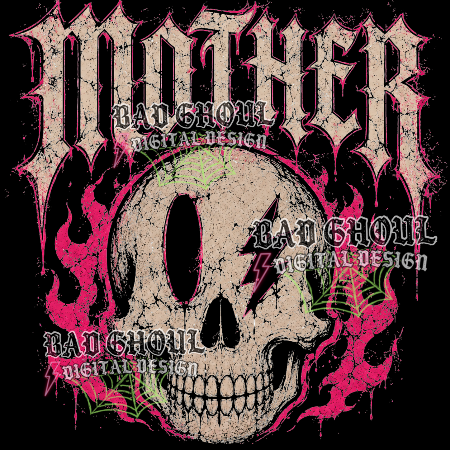 Mother Skull | PNG DOWNLOAD | Black Fabric Only