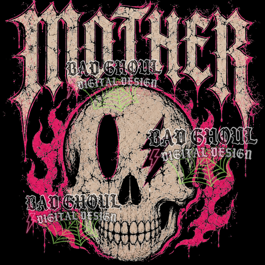 Mother Skull | PNG DOWNLOAD | Black Fabric Only