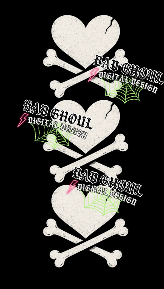 Heart & Bone Sleeve PNG DOWNLOAD BLACK FAB ONLY
