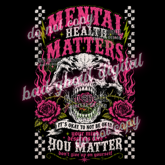Mental Health Matters - pink tones | PNG DOWNLOAD BLACK FAB ONLY