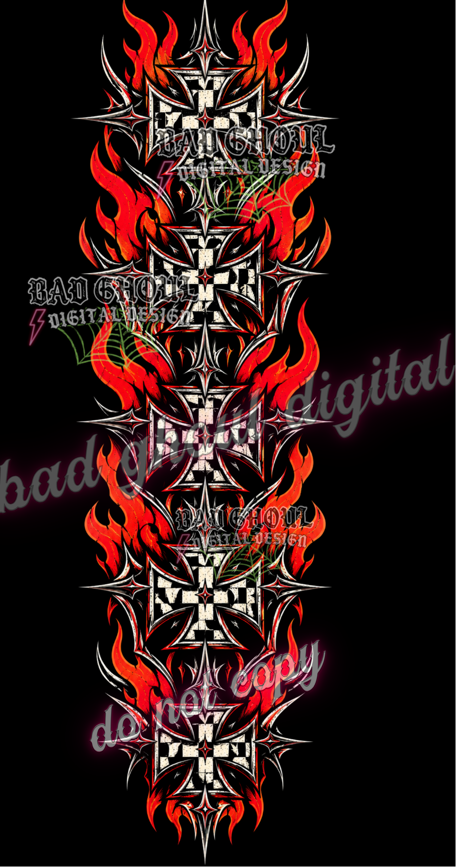 Fire + Checkered Sleeve I  PNG DOWNLOAD BLACK FAB ONLY