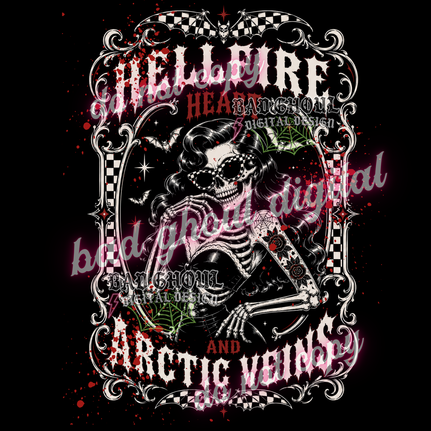 Hellfire Heart and Artic Veins | PNG DOWNLOAD | BLACK FAB ONLY