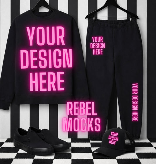 Black Sweat Set | Edgy Alternative Mock Up